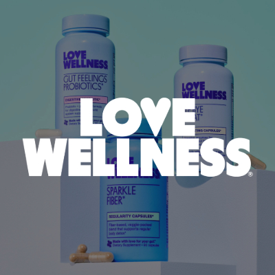 love wellness logo on top of image of love wellness products